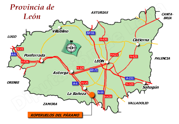 Mapa de la provincia de León